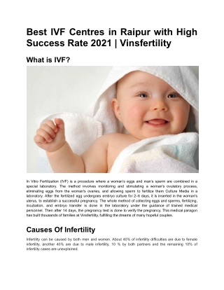 Best IVF Centres in Raipur with High Success Rate 2021 _ Vinsfertility