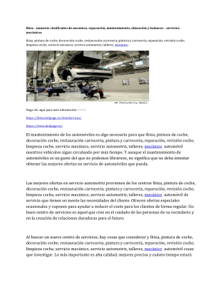 Ibiza - anuncios clasificados de mecánica, reparación, mantenimiento, alineación y balanceo - servicios mecánicos-conver