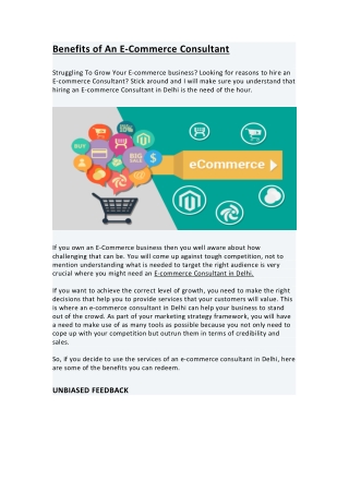 Benefits of an E-commerce Consutant - Digital mathur