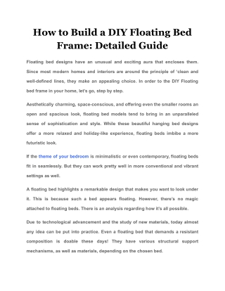 How to Build a DIY Floating Bed Frame Detailed Guide