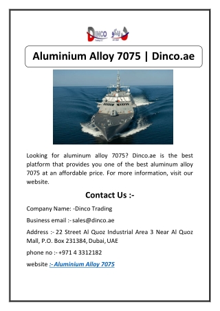 Aluminium Alloy 7075 | Dinco.ae