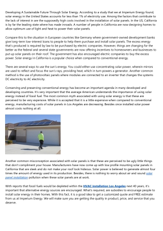 Developing A Sustainable Future Through Solar Energy