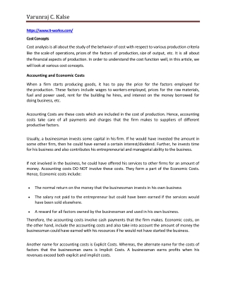 Cost Concepts - www.it-workss.com