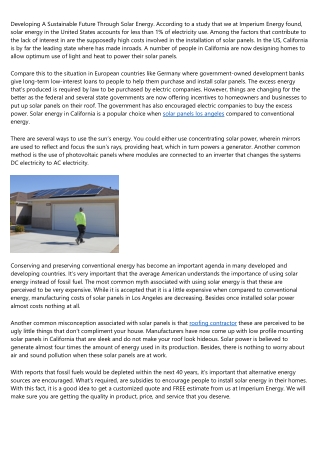 Developing A Sustainable Future Through Solar Energy