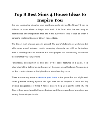 Top 8 Best Sims 4 House Ideas to Inspire You