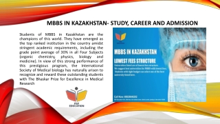 MBBS in Kazakhstan- Study, Career and Admission