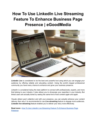 How To Use LinkedIn Live Streaming Feature To Enhance Business Page Presence _ eGoodMedia