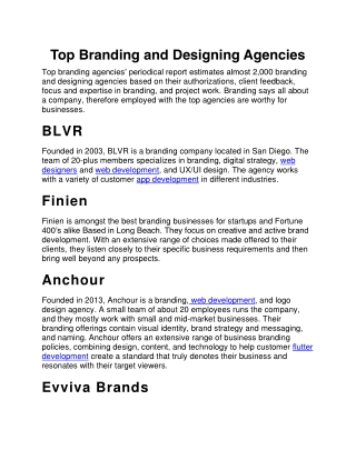 Top Branding and Designing Agencies
