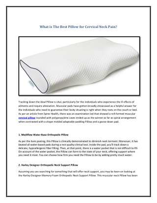 What is The Best Pillow for Cervical Neck Pain