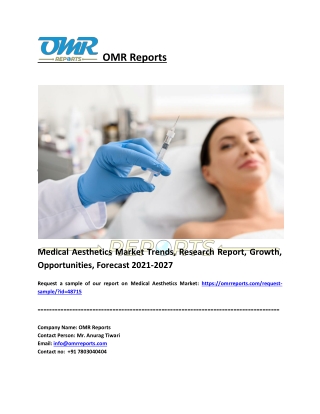 Medical Aesthetics Market: Analysis Report, Share, Trends and Overview 2021-2027