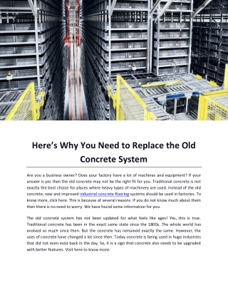 Here’s Why You Need to Replace the Old Concrete System