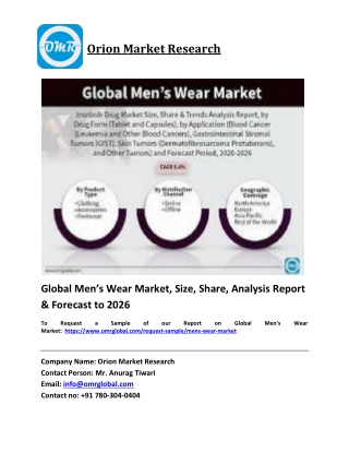 Global Men’s Wear Market Trends, Size, Competitive Analysis and Forecast 2020-20