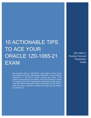 [2021] 10 Actionable Tips to Ace Your Oracle 1Z0-1065-21 Exam