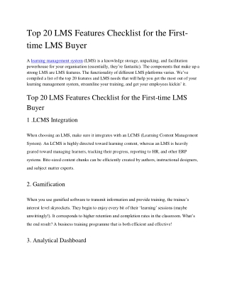 Top 20 LMS Features Checklist for the First-time LMS Buyer