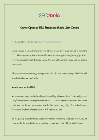 How to Optimise URL Structures that is User-Centric