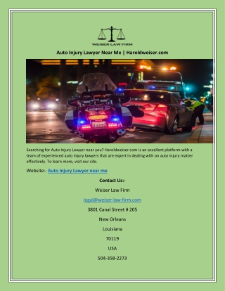 Auto Injury Lawyer Near Me | Haroldweiser.com