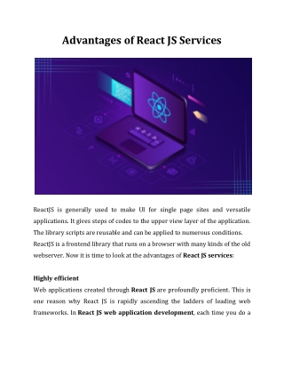 Advantages of React JS Services