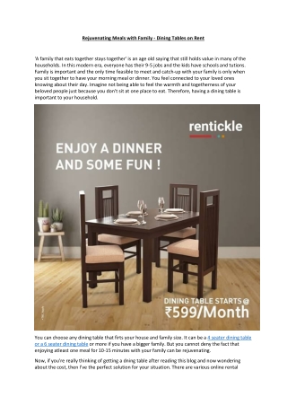 Dining table on rent