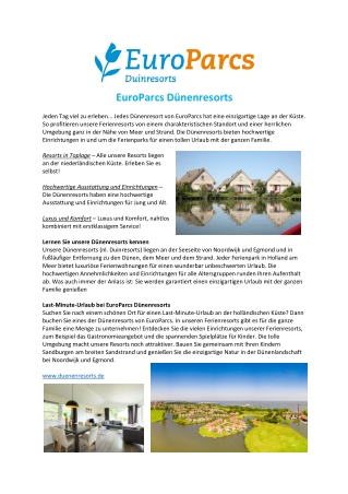 EuroParcs Dünenresorts: Ferienparks in Holland am Meer
