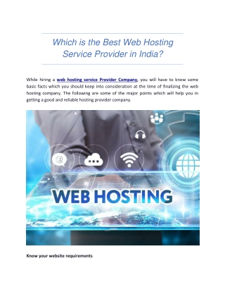 Which is the Best Web Hosting Service Provider in India?