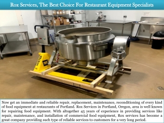 Rox Services- The Best Choice For Restaurant Equipment Specialists