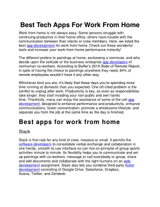 Best Tech Apps For Work From Home