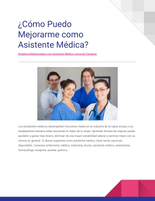 Empleos Relacionados con Asistente Médico cerca de Canarias