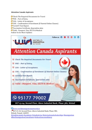 Attention Canada Aspirants