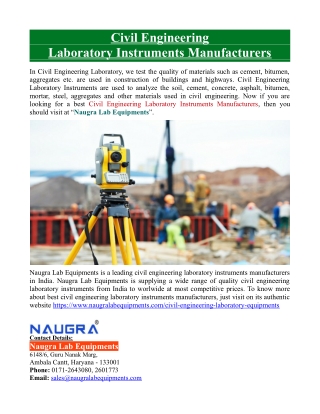 Civil Engineering Laboratory Instruments Manufacturers