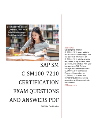 SAP SM C_SM100_7210 Certification Exam Questions and Answers PDF