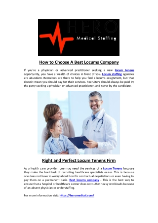 How to Choose A Best Locums Company