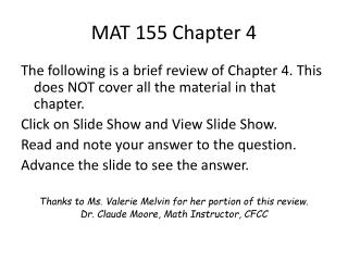 MAT 155 Chapter 4