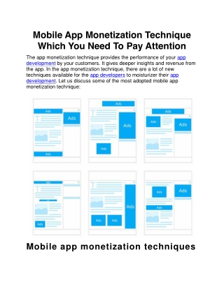 Mobile App Monetization Technique Which You Need To Pay Attention