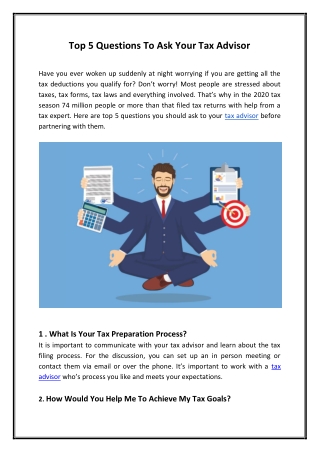 Top 5 Questions To Ask Your Tax Advisor - Menninger & Associates