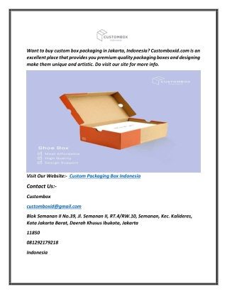 Custom Packaging Box Indonesia | Customboxid.com