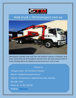 Hiab truck | Otmtransport.com.au