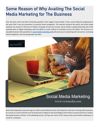 Some Reason of Why Availing The Social Media Marketing for The Business