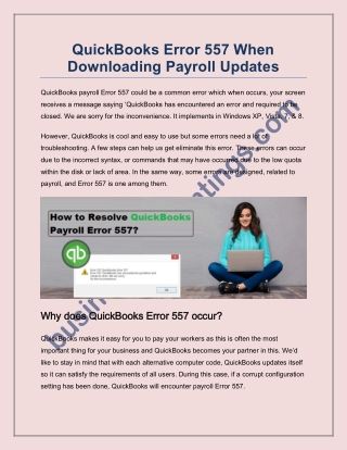 Is QuickBooks Payroll Error 557 troubling you?