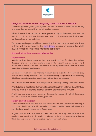 Things to Consider when Designing an e-Commerce Website