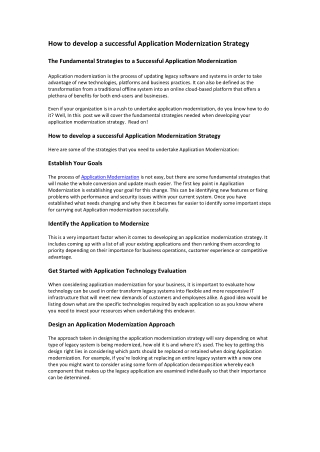 How to develop a successful Application Modernization