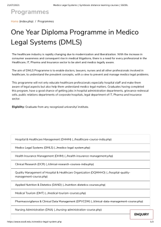 Medico Legal Systems _ Symbiosis distance learning courses _ SSODL