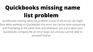Quickbooks missing name list problem