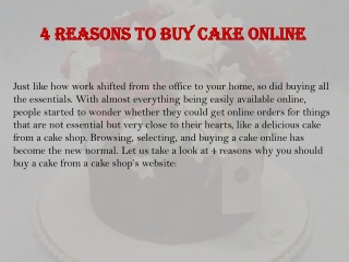 4 reasons to buy cake online