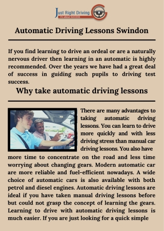 Automatic Driving Lessons Swindon