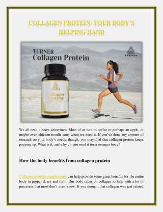 Collagen Protein Your Body’s Helping Hand