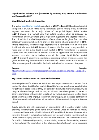 Liquid Biofuel Industry Size | Overview by Industry Size, Growth, Applications a