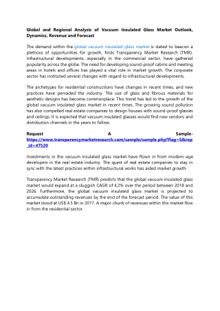 Global and Regional Analysis of Vacuum Insulated Glass Market Outlook, Dynamics,
