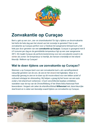 Bahia Apartments & Diving - Zonvakantie Curaçao
