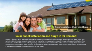 Solar Panel Installation and Surge in Its Demand