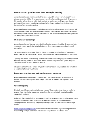 How to protect your business from money laundering